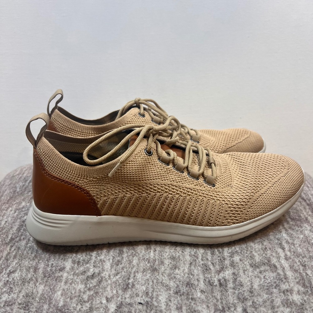 Johnston & Murphy Sneaker Mens 9.5 Knit Tan McGuffey Classic Tennis Shoes
